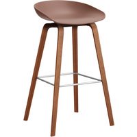 HAY About a Stool AAS 32 - soft brick 2.0 - notenhout gelakt (op waterbasis) - voetbank roestvrij staal - Zithoogte 75 cm - kunststofglijders