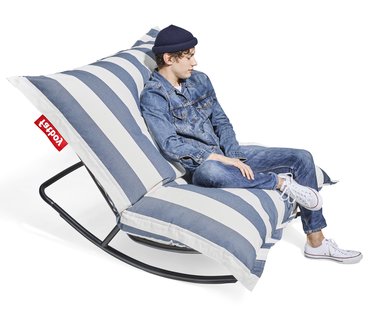 fatboy Rock 'N Roll + Original zitzak voor buiten - Stripe ocean blue - Black