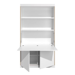 Müller Möbelwerkstätten FLAI HOME-OFFICE XL Secretaire - CPL wit met berk - Achterwand Forbo Bulletin Board Farbe 2204