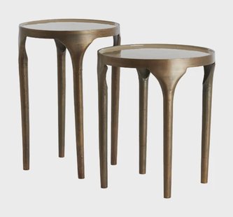 Light & Living Bijzettafel 'Lapaz' Set van 2 stuks, kleur Antiek Brons/Taupe