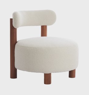 Light & Living Fauteuil 'Ferentino' Acaciahout en Bouclé, kleur Crème