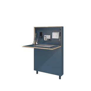 Müller Möbelwerkstätten Flatmate Secretaire Linoleum - smokey blue - Led-techniek met stekkerdoos en USB-doos