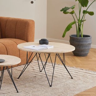 Bendt Ronde Salontafel 'Nadia' Travertin, 80cm