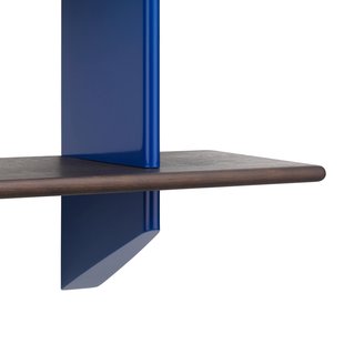 Vitra Rayonnage Mural Wandregal - Eiken donker gebeitst massief - Prouvé Bleu Marcoule