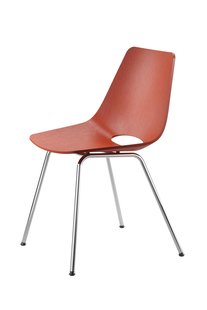Thonet S 661 Stalen buisstoel - Beuken roestrood (TP 239) - chroom