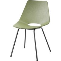 Thonet S 661 Stalen buisstoel - Beuken olijfgroen (RAL 6003) - diepzwart