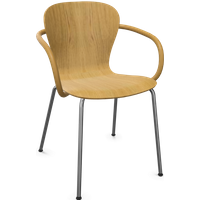 Thonet S 220 F Stalen buisstoel mit Armlehnen - eiken helder gelakt - chroom