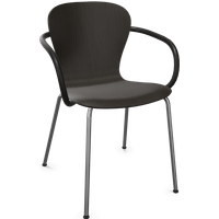 Thonet S 220 F Stalen buisstoel mit Armlehnen - Eiken Zwart (TP 29) gebeitst - chroom