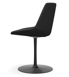 MDF Italia Flow Leder Plaat voet-Draaistoel - zwart Nuvola 101/plaatbasis loodgrijs