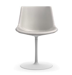 MDF Italia Flow Leder Plaat voet-Draaistoel - wit Nuvola 117/plaat basis wit