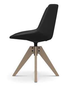 MDF Italia Flow Leder Eiken Draaistoel - zwart Nuvola 101/connectie grafietgrijs