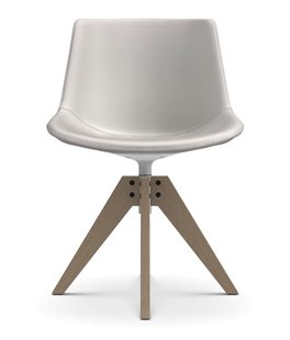 MDF Italia Flow Leder Eiken Draaistoel - wit Nuvola 117/aansluiting wit