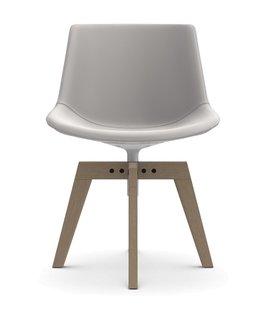 MDF Italia Flow Leder Draaistoel eiken onderstel - wit Nuvola 117/plaat basis wit