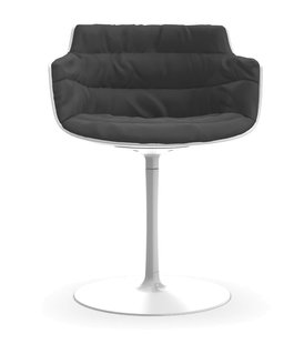 MDF Italia Flow Slim Armstoel Draaistoel Plaat voet met Bekleding Londra - grafiet grijs Londra 08/plaat basis wit