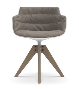 MDF Italia Flow Slim Armstoel Draaistoel VN Eiken met Bekleding Londra - duifgrijs Londra 05/plaat basis wit