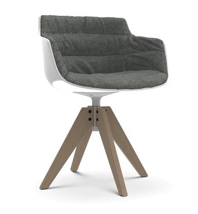 MDF Italia Flow Slim Armstoel Draaistoel VN Eiken met Bekleding Monaco - beige/antraciet grijs Monaco Col. 443.060