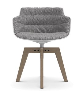 MDF Italia Flow Slim Armstoel Draaistoel Eiken met Bekleding Monaco - wit/lichtgrijs Monaco Col. 443.002