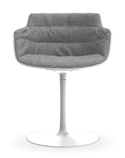 MDF Italia Flow Slim Armstoel Draaistoel Plaat voet met Bekleding Monaco - wit/lichtgrijs Monaco Col. 443.002