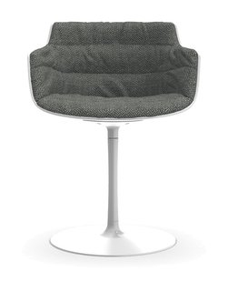 MDF Italia Flow Slim Armstoel Draaistoel Plaat voet met Bekleding Monaco - beige/antraciet grijs Monaco Col. 443.060