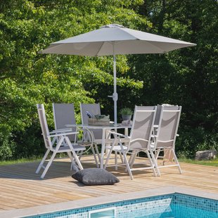 Nohr Outdoor Diningset 'Rosemary' Met parasol, kleur Wit