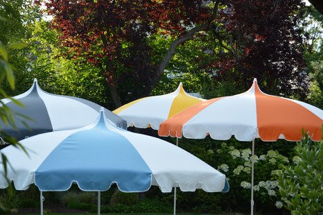 Jan Kurtz Pagoda Parasol gestreept Ø 250 cm - wit/antraciet