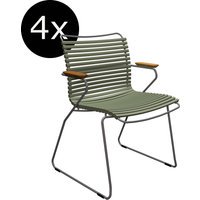 HOUE Bundel 4x CLICK Eetkamerstoel met lage rugleuning - olijfgroen