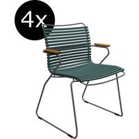 HOUE Bundel 4x CLICK Eetkamerstoel met lage rugleuning - donkergroen