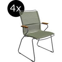HOUE Bundel 4x CLICK Dining fauteuil met hoge rugleuning - olijfgroen
