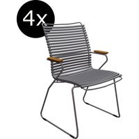 HOUE Bundel 4x CLICK Dining fauteuil met hoge rugleuning - donkergrijs