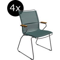 HOUE Bundel 4x CLICK Dining fauteuil met hoge rugleuning - donkergroen