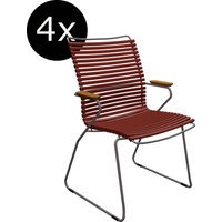 HOUE Bundel 4x CLICK Dining fauteuil met hoge rugleuning - Paprika