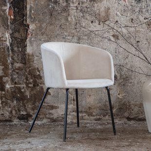 Nohr Eetkamerstoel 'Karna' Velvet, kleur Crème