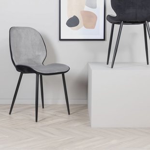 Nohr Eetkamerstoel 'Lyzette' Velvet, kleur Grijs/Zwart