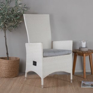 Nohr Verstelbare Tuinstoel 'Davinia' Wicker, kleur Wit