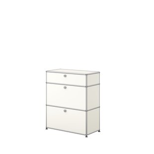 USM Haller Highboard 1x3 - 2 klepdeuren en uittrekbare lade - 24 zuiverwit