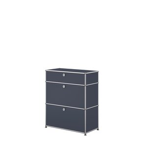 USM Haller Highboard 1x3 - 2 klepdeuren en uittrekbare lade - 33 antracietgrijs