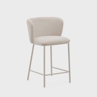 Kave Home Barkruk 'Ciselia' Chenille, kleur Beige (zithoogte 65cm)