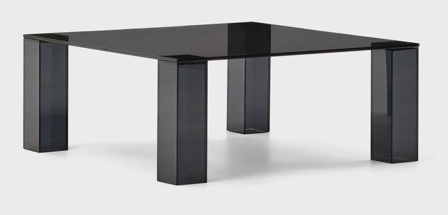 Kave Home Salontafel 'Adularia' Glas, 85 x 85cm, kleur Donkergrijs