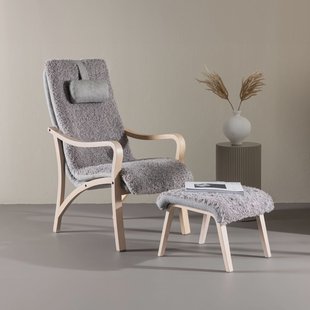 Nohr Fauteuil 'Tandra' Met voetenbank, kleur Lichtgrijs