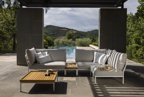 HOUE LEVEL 2 Loungebank Gedempt Wit - Sunbrella Heritage ash - rechts