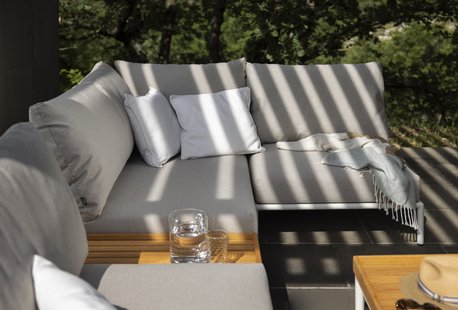 HOUE LEVEL 2 Chaiselounge Gedempt Wit - Sunbrella Heritage ash