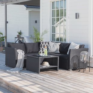 Nohr Loungeset 'Melandie' Met hoekbank en tafel, kleur Zwart