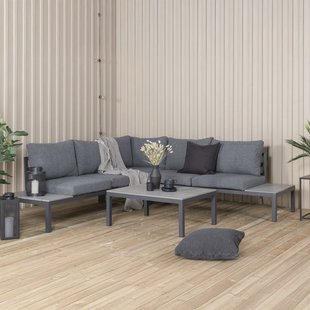 Nohr Loungeset 'Farzana' Met hoekbank en tafel, kleur Grijs/Zwart