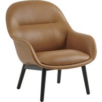 Muuto Fibre Lounge fauteuil houten frame - leer cognac