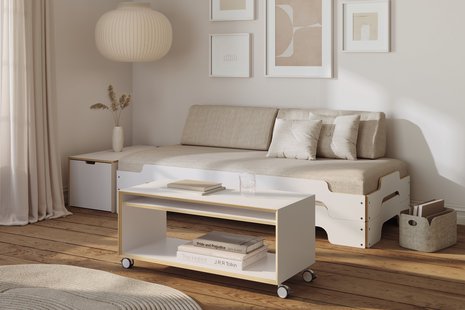 Müller Möbelwerkstätten Salontafel Vertiko Loop - CPL wit met berk