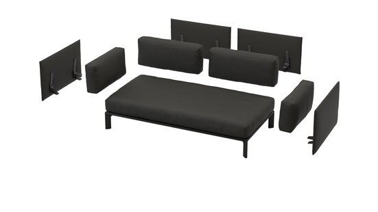 Vitra Anagram 2-zitsbank - basic dark gepoedercoat - zonder decoratiekussen / aanbouwtafel - LaserRE 03 dark carbon