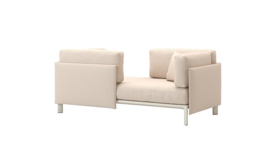 Vitra Anagram 2-zitsbank - zonder decoratiekussen / aanbouwtafel - LaserRE 61 nude/crème - krijt gepoedercoat