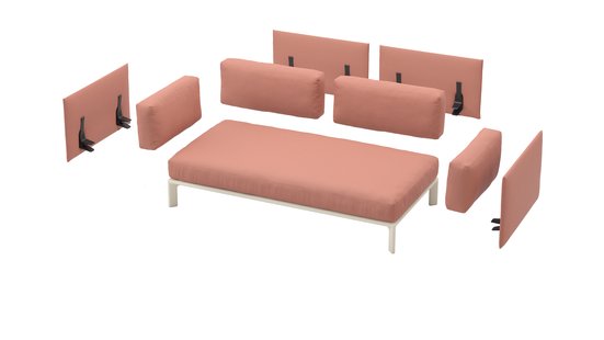 Vitra Anagram 3-zitsbank - zonder decoratiekussen / aanbouwtafel - Hola 04 blush pink - krijt gepoedercoat