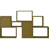 Muuto Stacked Storage Bookcase configuratie 6 - brown green