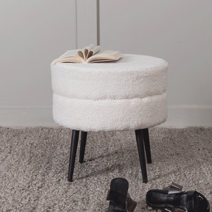 Nohr Poef 'Akela' Teddy, kleur Off White